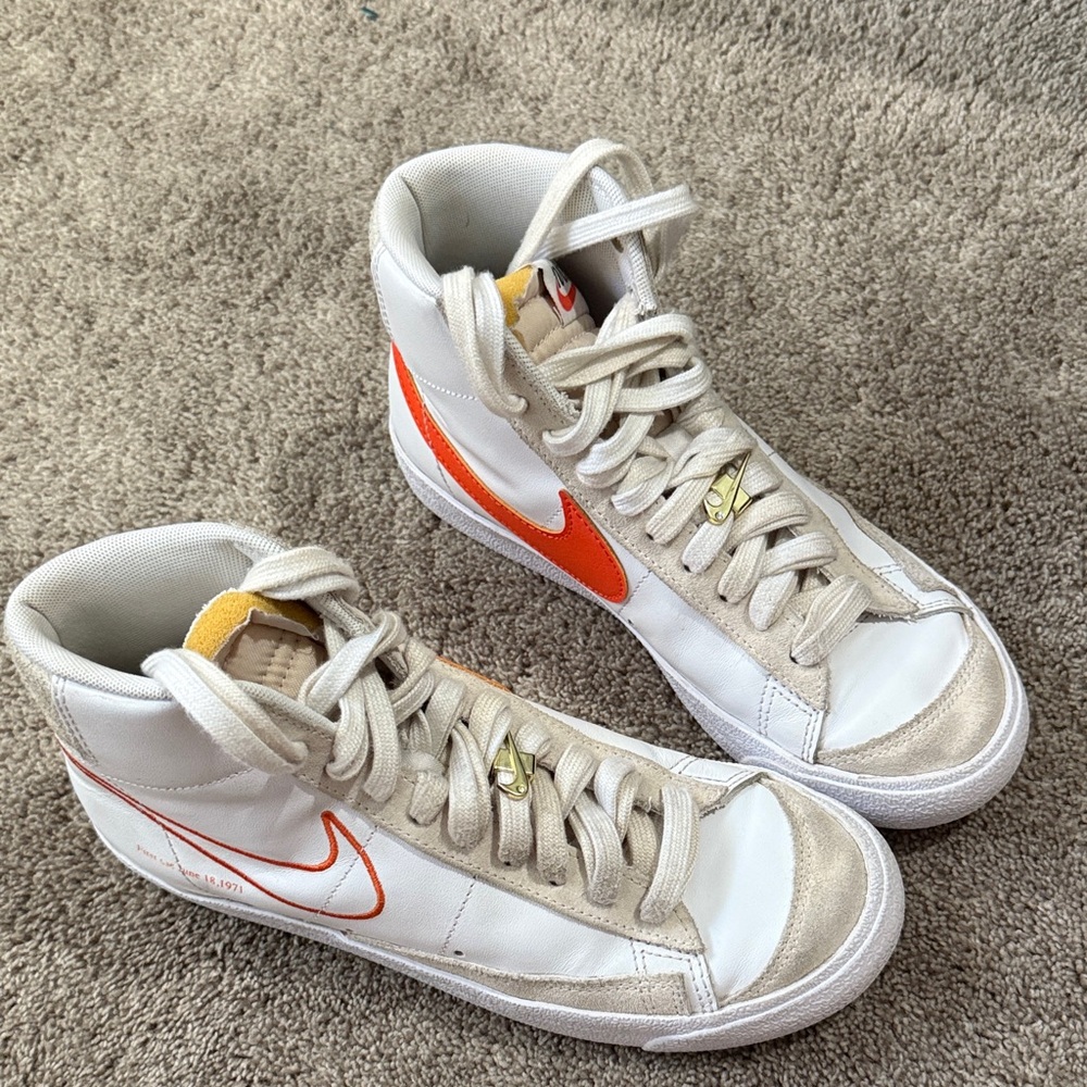 Nike White and Orange High-Tops